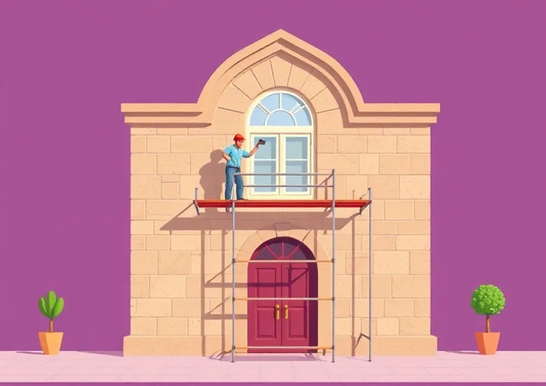 Ravalement de façade en pierre, nettoyage et application d'enduit