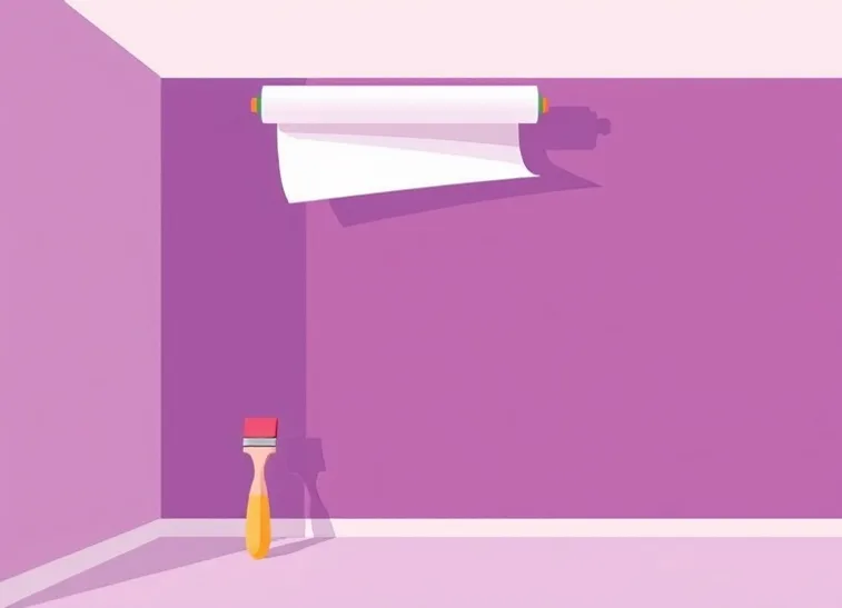 Pose de papier peint, rouleau et brosse à maroufler